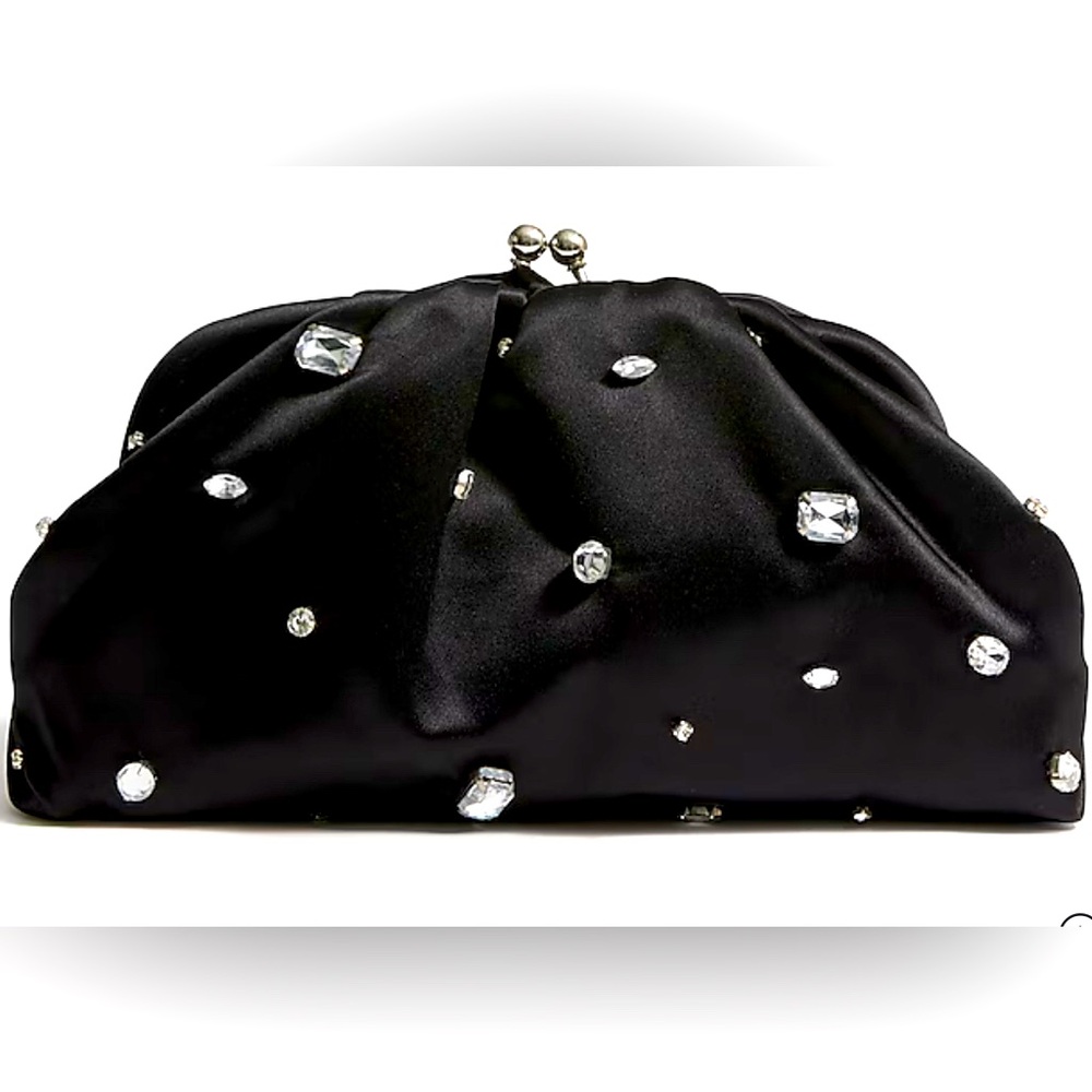 NWT J. Crew Satin rhinestone clutch